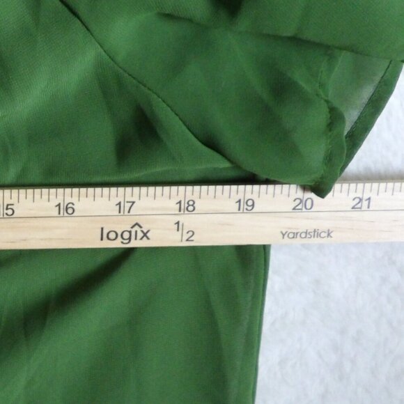 Green Loose Fit Short Sleeve Sheer Feminine Blouse | small - Picture 8 of 10